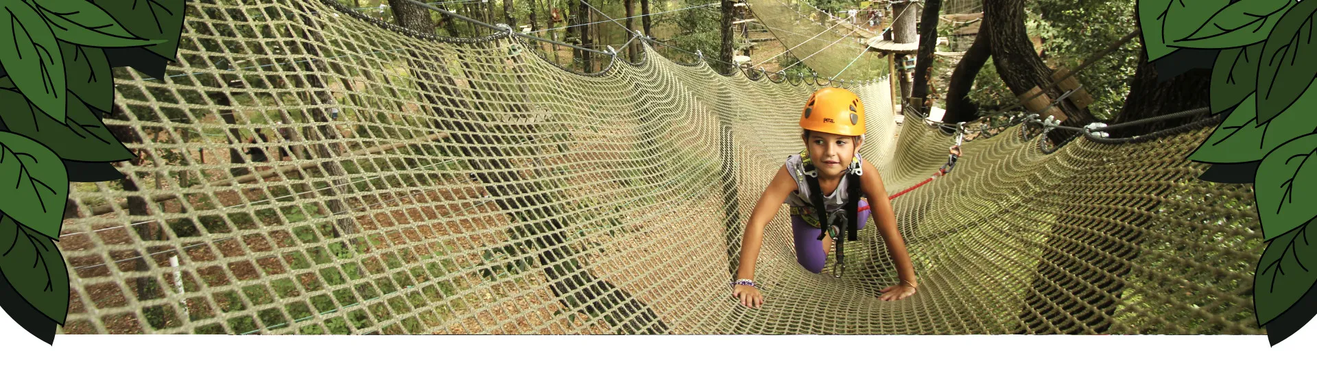 Lady moving through the air on a gigantic net